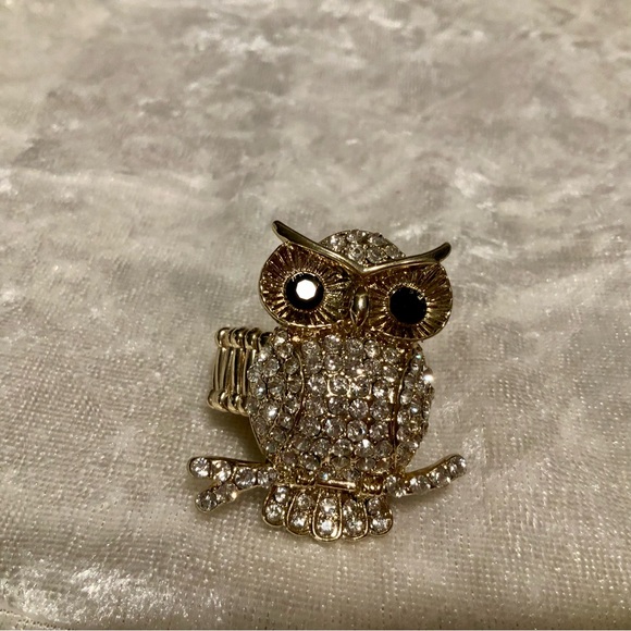 Vintage Owl Stretch Band Ring Rhinestone Jewelry Fashion GIFT - Picture 4 of 7